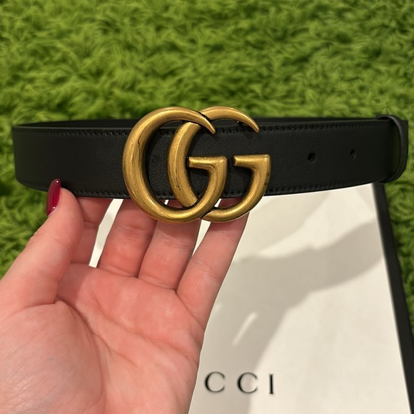 GUCCI Gold Wide Leather Belt - Picture 2 of 3